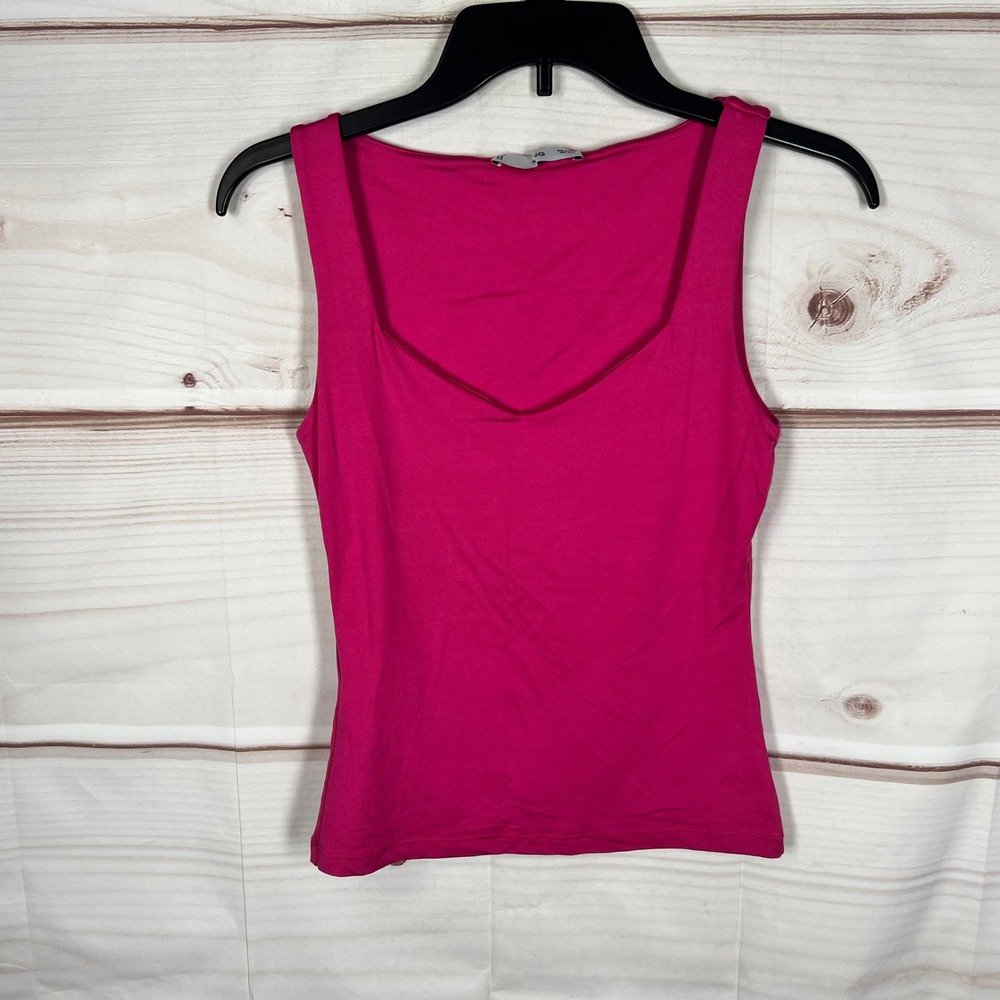 MNG Sweetheart Neck Tank Top Womens XS Pink Solid Stretch Sleeveless